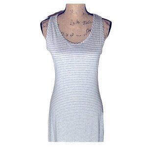Finn & Clover - Grey/White Stripped Open Back Maxi Dress